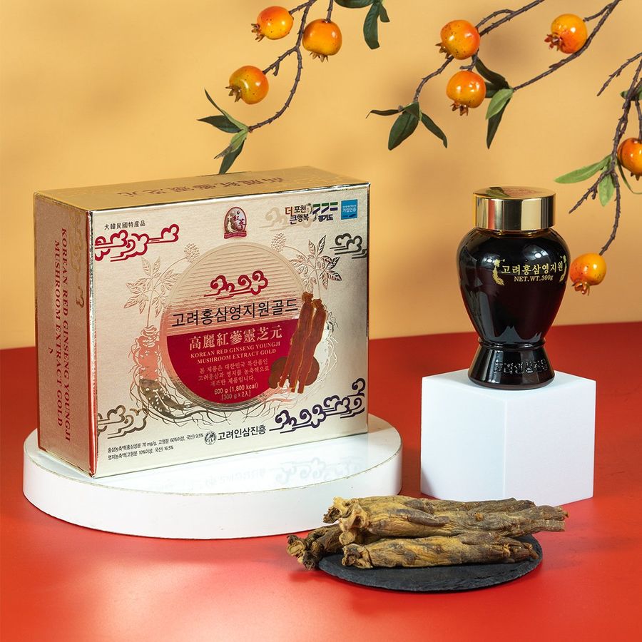 Cao Linh Chi Hồng Sâm Mushroom Extract Gold Hàn Quốc - Hộp 600g (300g x 2 lọ)