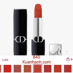 Son Dior Rouge Velvet nhung mịn lì, lâu trôi, #840 Rayonnante - đỏ cam đất 