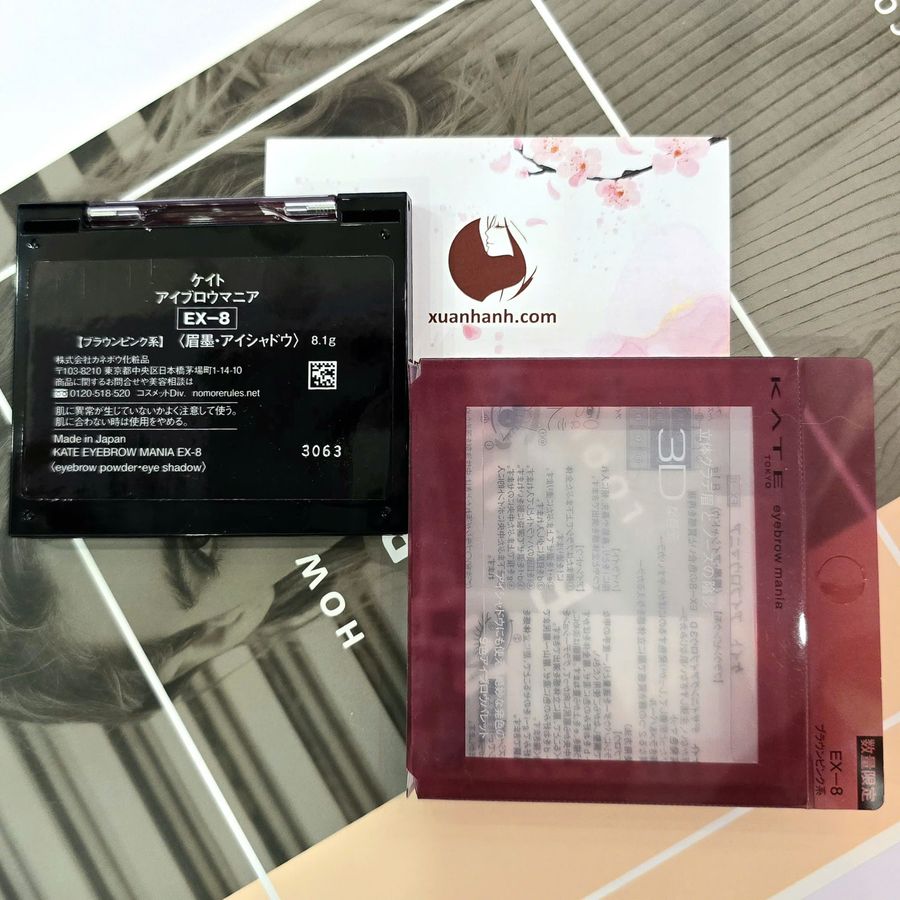 Phấn mắt và mày Kanebo Kate Mania tất cả trong một, kèm cọ 2 đầu, #EX-8 hồng đất 