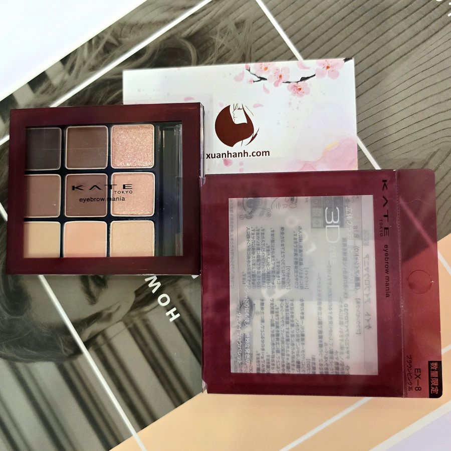 Phấn mắt và mày Kanebo Kate Mania tất cả trong một, kèm cọ 2 đầu, #EX-8 hồng đất 