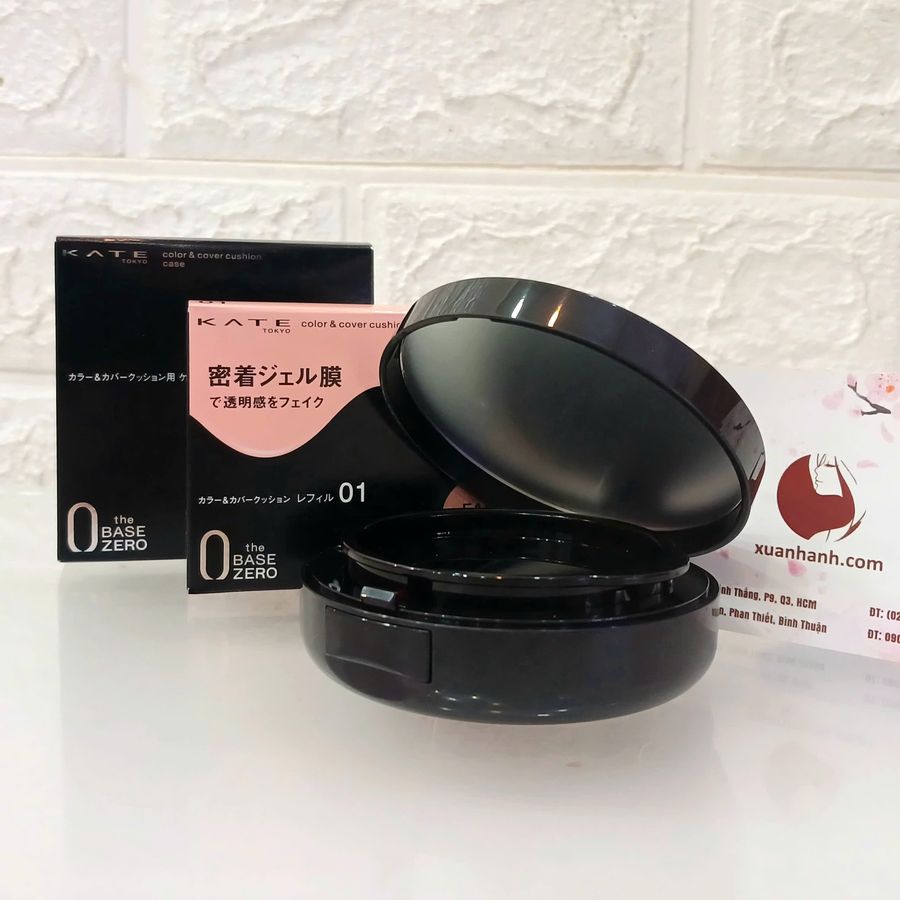 Phấn nước Cushion Kanebo Kate Color & Cover SPF50+ chống nắng, làm đẹp, hộp và lõi. 