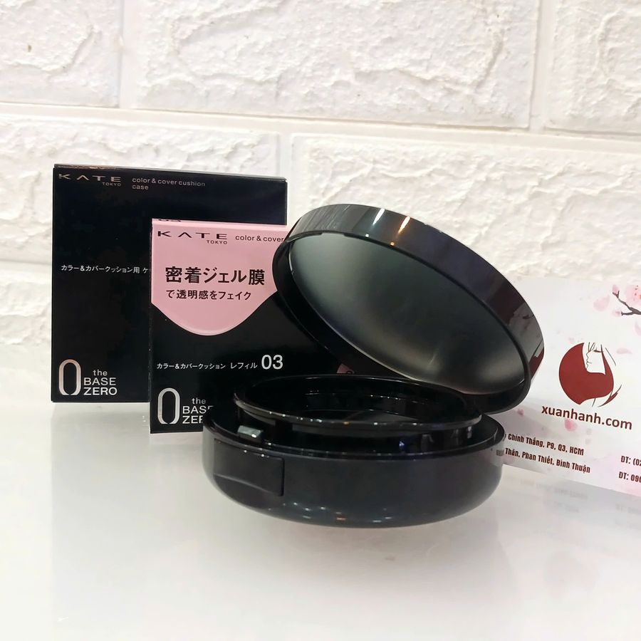 Phấn nước Cushion Kanebo Kate Color & Cover SPF50+ chống nắng, làm đẹp, hộp và lõi. 