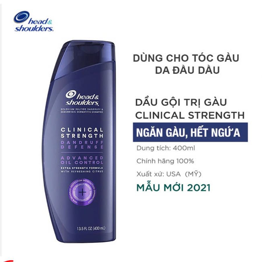 Gội xả 2in1 Head & Shoulders Clinical Strength Dandruff dòng thuốc đặc trị gàu 400ml (Tím)