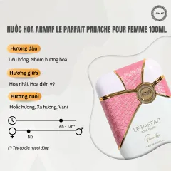 Nước hoa Dubai Armaf Le Parfait Panache ngọt ngào, nữ tính và quyến rũ - EDP, 100ml (Limited)