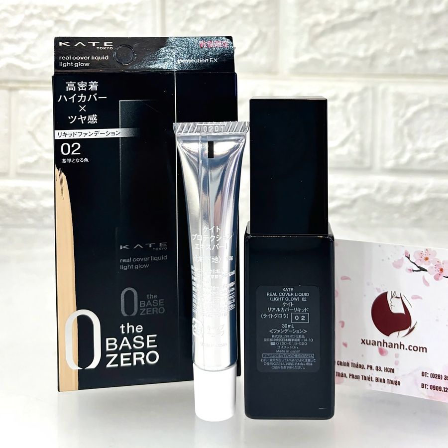 Set kem nền Kanebo Kate Light Glow che phủ tốt và căng mướt da, #02 sáng ánh hồng (Limited)