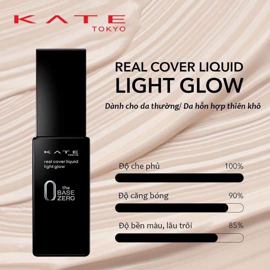 Set kem nền Kanebo Kate Light Glow che phủ tốt và căng mướt da, #02 sáng ánh hồng (Limited)