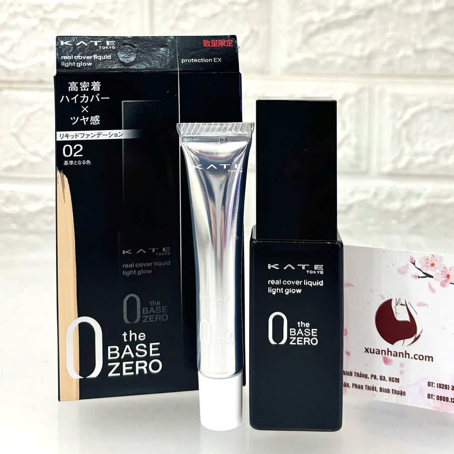 Set kem nền Kanebo Kate Light Glow che phủ tốt và căng mướt da, #02 sáng ánh hồng (Limited)