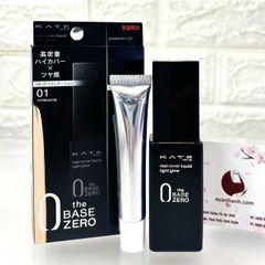 Set kem nền Kanebo Kate Light Glow che phủ tốt và căng mướt da, #01 trắng sáng (Limited)