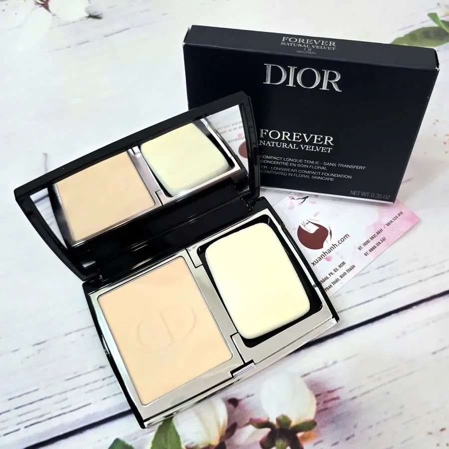 Phấn phủ Dior Forever Natural Velvet kiềm dầu, kháng nước, tone 1N sáng hồng - 10g