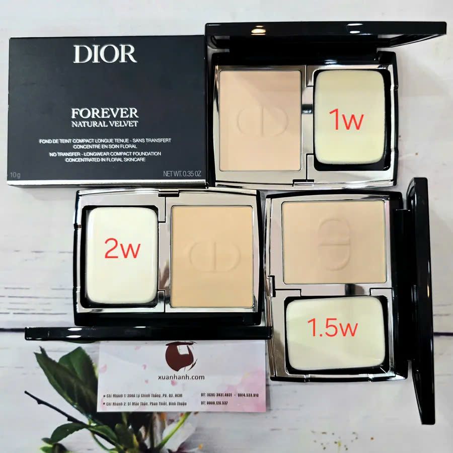 Phấn phủ Dior Forever Natural Velvet kiềm dầu, kháng nước, tone 1N sáng hồng - 10g