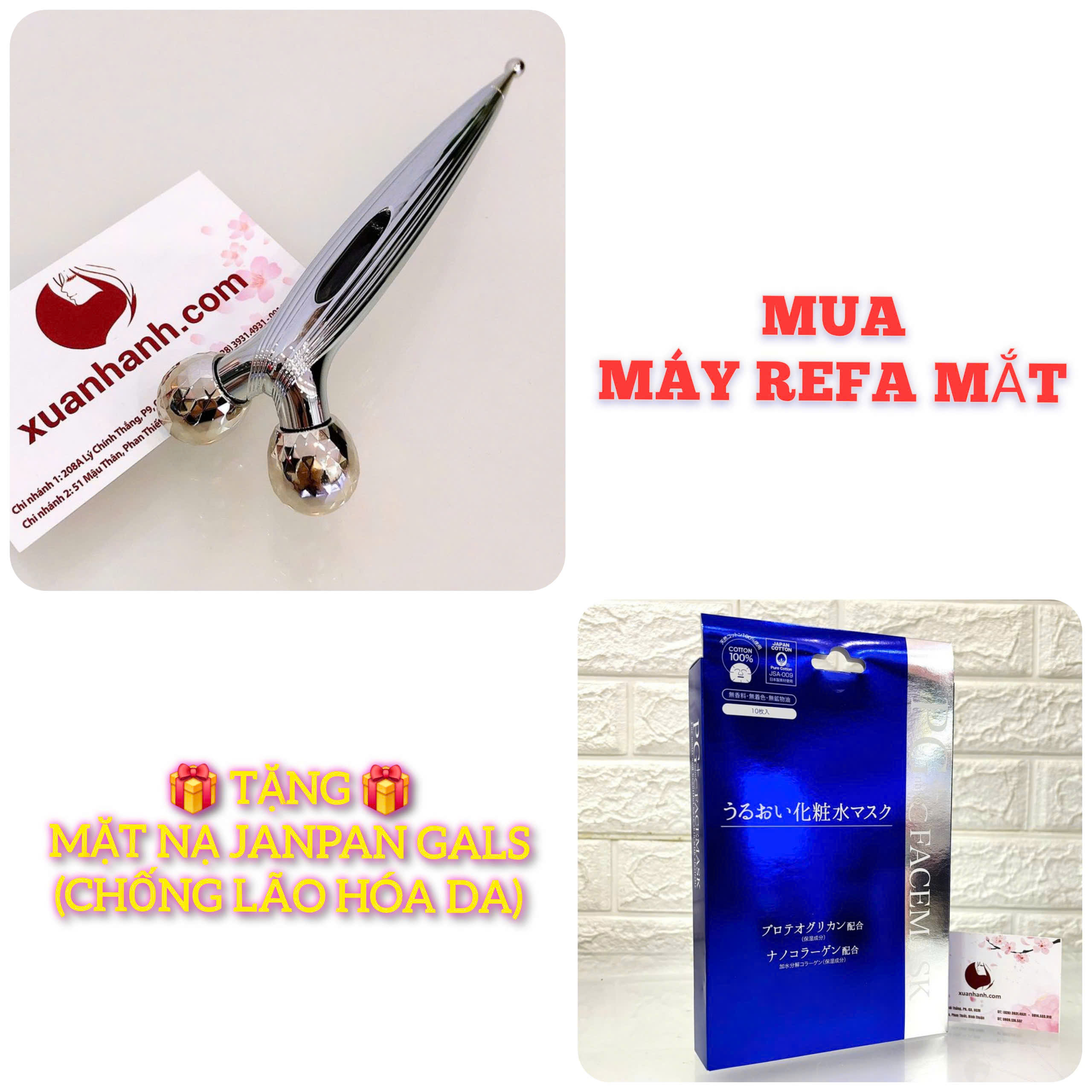 Máy massage Refa S Carat Ray giảm nhăn, thâm bọng mắt, nâng cơ (unbox) - TẶNG 1 HỘP MẶT NẠ JAPAN GALS