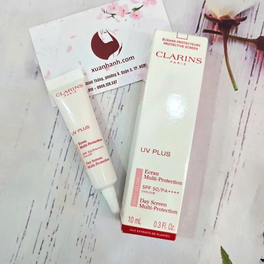 Kem chống nắng Clarins Protection SPF50 thoáng nhẹ và sáng đều màu, #Rose 10ml