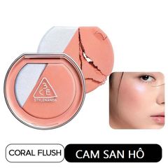 Phấn má hồng bắt sáng 3CE Blushlighter, #Coral Flush - cam san hô trẻ trung