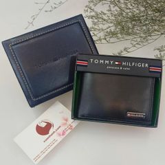 Ví nam Tommy Hilfiger da thật mềm mại, thời trang, thiết kế tiện dụng, #Passcase - Đen