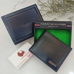 Ví nam Tommy Hilfiger da thật mềm mại, thời trang, thiết kế tiện dụng, #Passcase - Đen