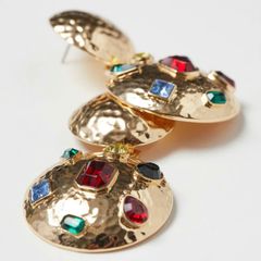 Hoa tai H&M đá ngũ sắc bản tròn độc đáo, cá tính 