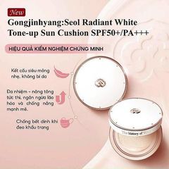 Cushion The Whoo Radiant White Tone Up che phủ tốt và sáng nâng tone mịn da.