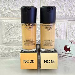 Kem nền Mac Studio Fix Fluid SPF15 lì mịn, che phủ, kìm dầu tốt #NC15 sáng beige (New)