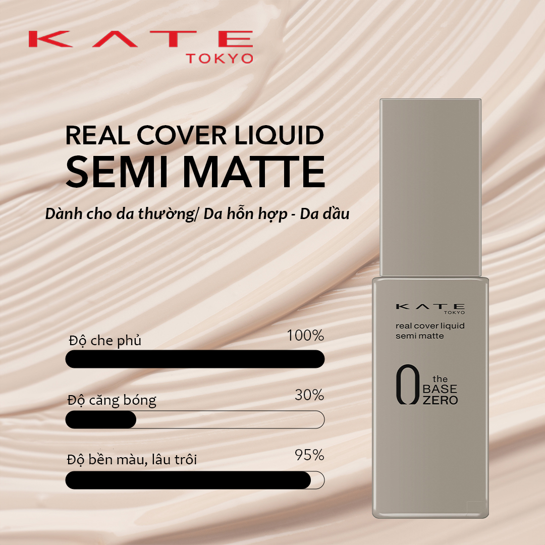 Kem nền Kanebo Kate Semi-Matte che phủ tốt, lì mịn, căng mượt, #00 trắng trong