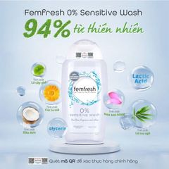 Dung dịch vệ sinh phụ nữ Femfresh 0% Sensitive Intimate Wash cao cấp cho da nhạy cảm, 250ml