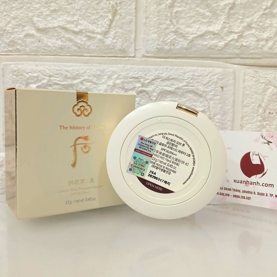 Phấn phủ The History Of Whoo Luxury Glow Pressed che phủ, căng mịn da, #No.2 - sáng tự nhiên.