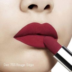 Son Dior Rouge Velvet nhung mịn lì, lâu trôi, #755 Saga - đỏ mận cuốn hút (NEW)