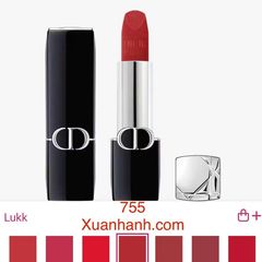 Son Dior Rouge Velvet nhung mịn lì, lâu trôi, #755 Saga - đỏ mận cuốn hút (NEW)