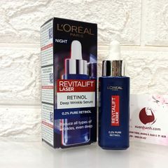 Tinh chất L'oreal PURE RETINOL NIGHT tái tạo, trẻ hoá, xóa nhăn, giảm nám, 30ml