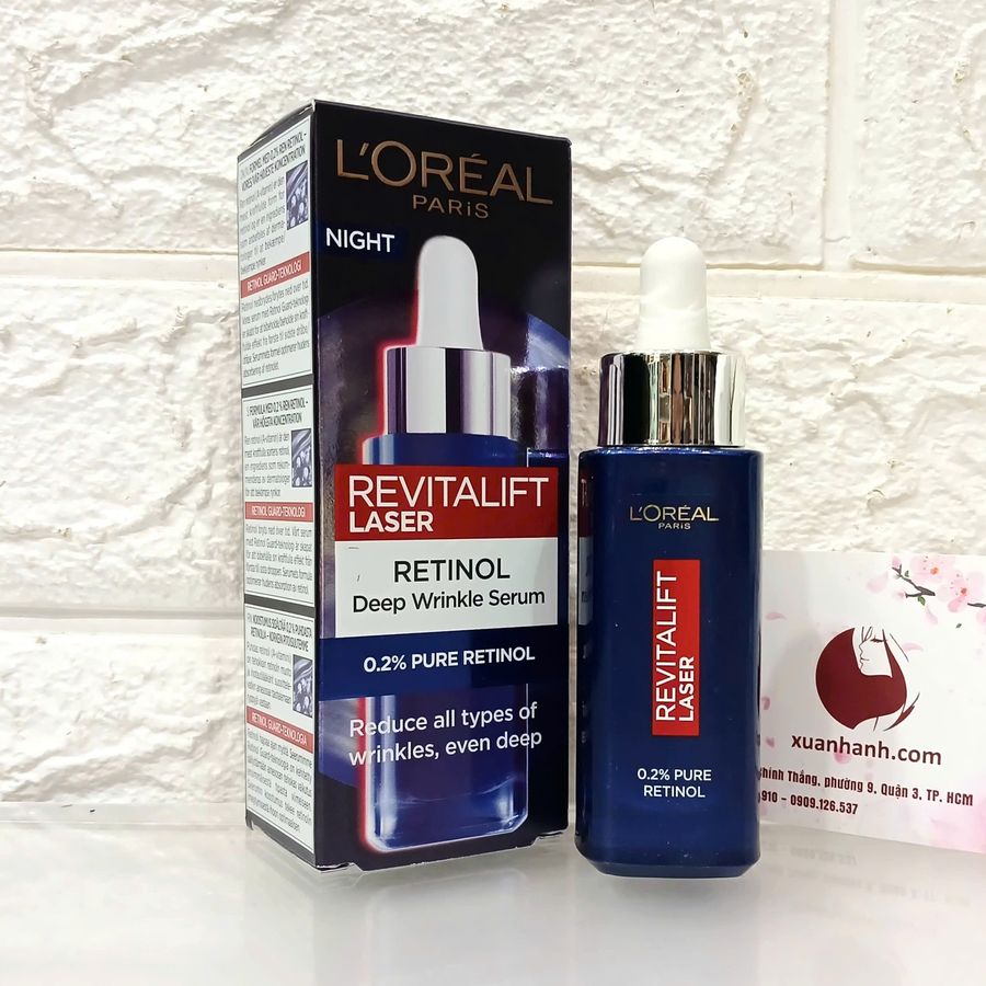 Tinh chất L'oreal PURE RETINOL NIGHT tái tạo, trẻ hoá, xóa nhăn, giảm nám, 30ml