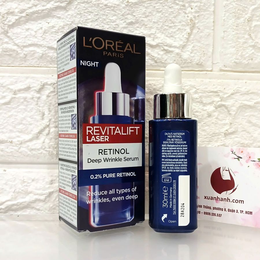 Tinh chất L'oreal PURE RETINOL NIGHT tái tạo, trẻ hoá, xóa nhăn, giảm nám, 30ml