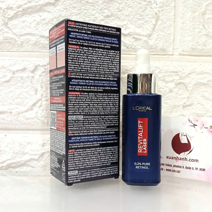 Tinh chất L'oreal PURE RETINOL NIGHT tái tạo, trẻ hoá, xóa nhăn, giảm nám, 30ml