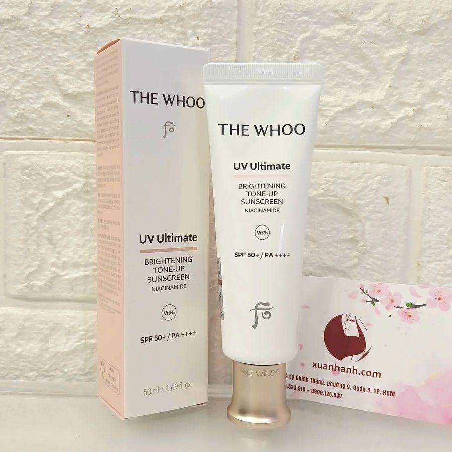 Kem chống nắng The Whoo UV Ultimate Brightening Tone-Up bảo vệ và nâng tone sáng da, 50ml