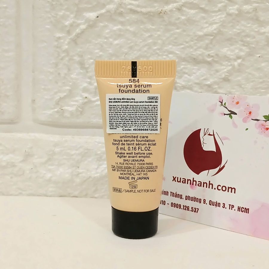 Kem nền Shu Uemura Unlimited Care che phủ căng mịn và bền màu, #584 - sáng tự nhiên, 5ml