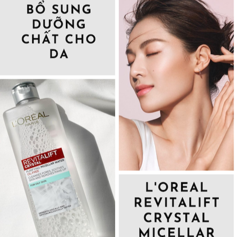 Nước tẩy trang L'oreal Revitalift Crysra sạch sâu, kiềm dầu và se lỗ chân lông - 95ml