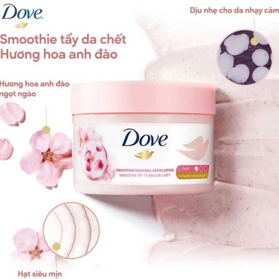 Tẩy tế bào chết Dove Sakura dạng kem mịn, sạch da cùng hương hoa ngọt dịu, 280g