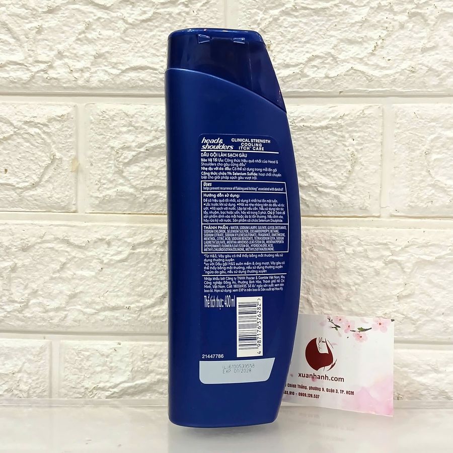 Gội xả Head & Shoulders Clinical Strength 4X Stronger mát lạnh, trị gàu 400ml, #Xanh lá - CT
