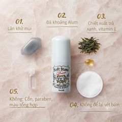 Lăn khử mùi Soft Stone Double Deodorant khô thoáng, khử mùi hiệu quả, 20g (Màu trắng)