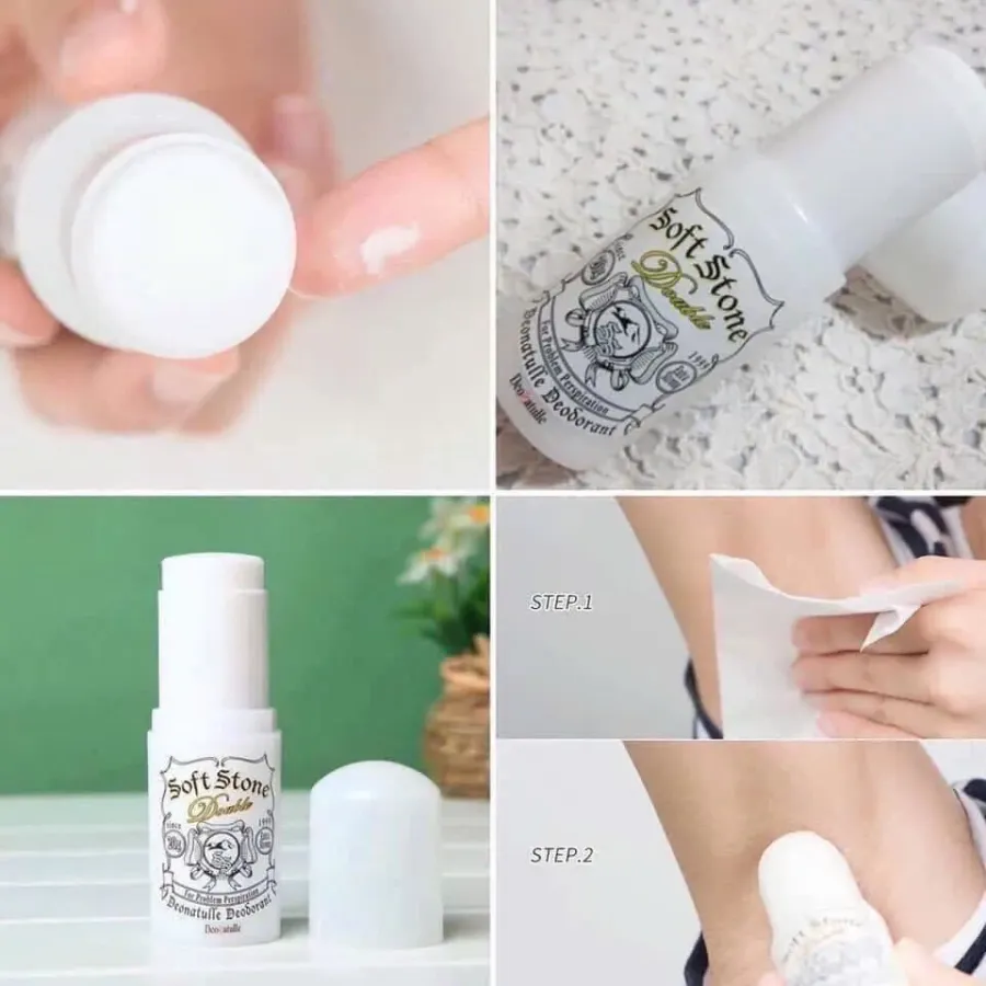 Lăn khử mùi Soft Stone Double Deodorant khô thoáng, khử mùi hiệu quả, 20g (Màu trắng)