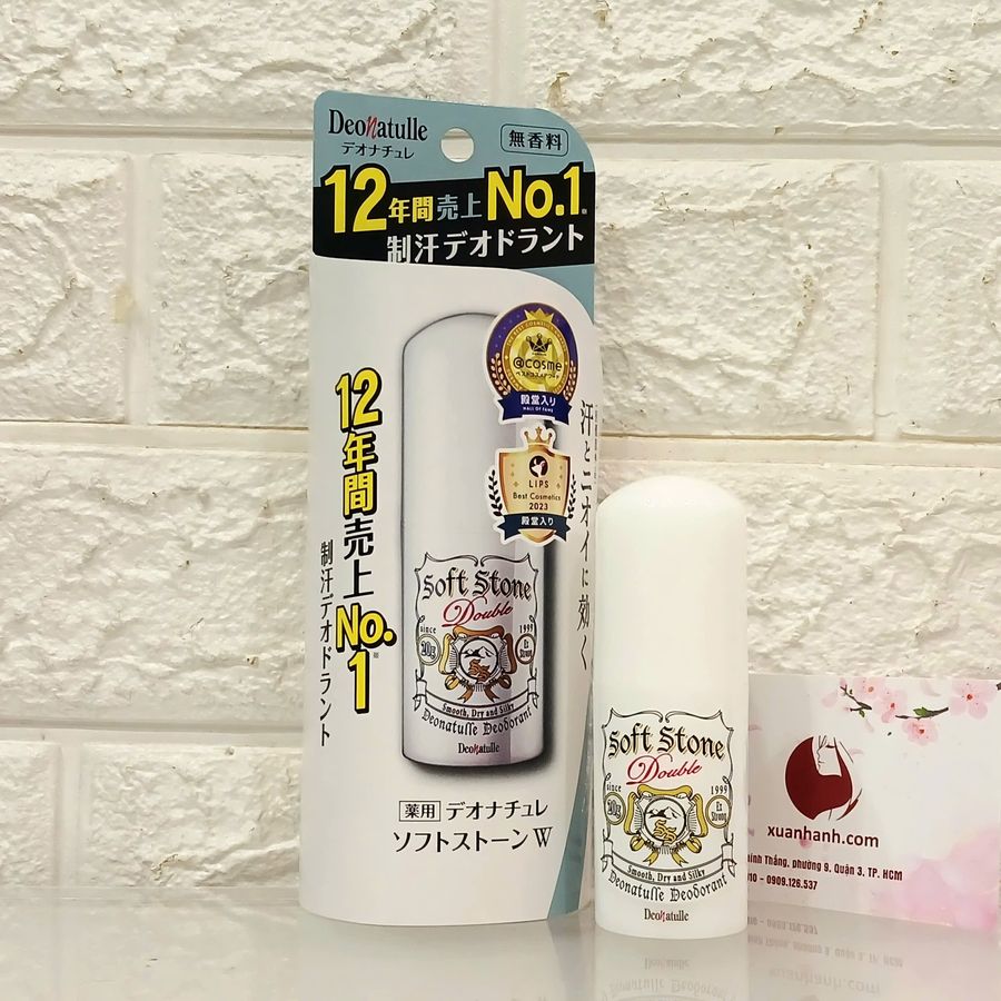Lăn khử mùi Soft Stone Double Deodorant khô thoáng, khử mùi hiệu quả, 20g (Màu trắng)