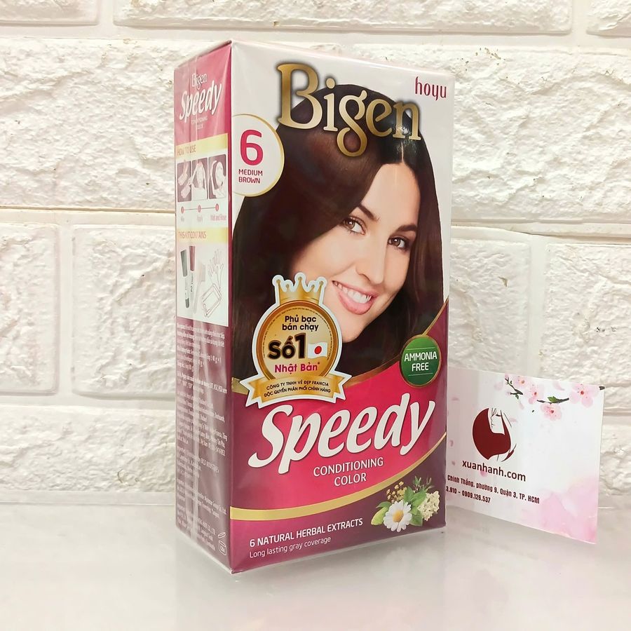 Thuốc nhuộm phủ bạc Bigen Speedy Conditioning cao cấp, nhanh và đẹp - #6 nâu caramen