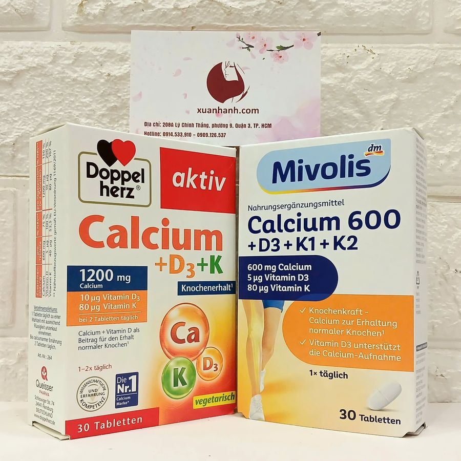 Canxi Doppel Herz Calcium 1200+D3+K hỗ trợ phát triển chiều cao, ngừa loãng xương, 30 viên (New)