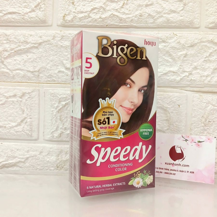 Thuốc nhuộm phủ bạc Bigen Speedy Conditioning cao cấp, nhanh và đẹp - #5 nâu đậm