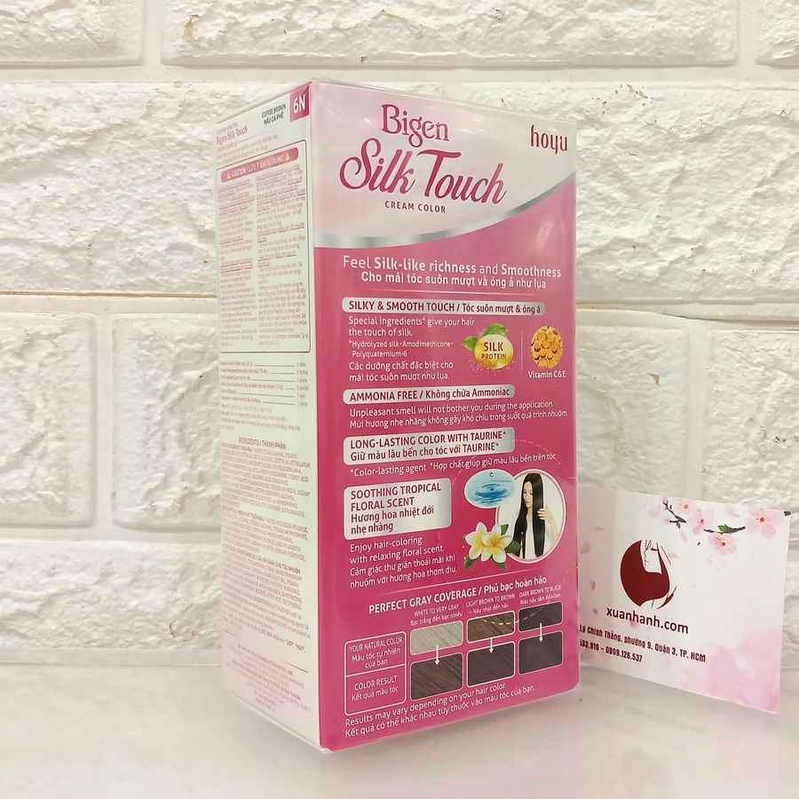 Thuốc nhuộm phủ bạc Bigen Silk Touch cao cấp, suôn mượt và đẹp - #6N nâu cà phê
