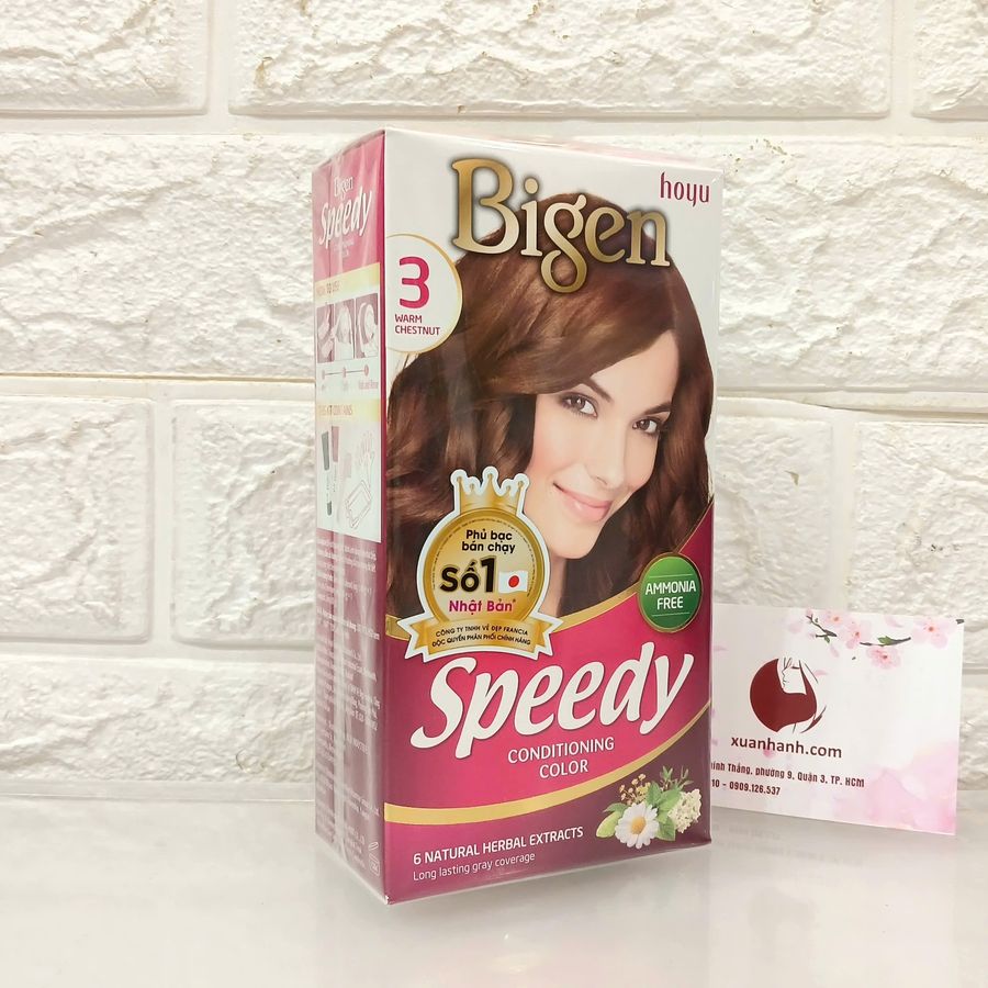 Thuốc nhuộm phủ bạc Bigen Speedy Conditioning cao cấp, nhanh và đẹp - #3 nâu ánh đỏ