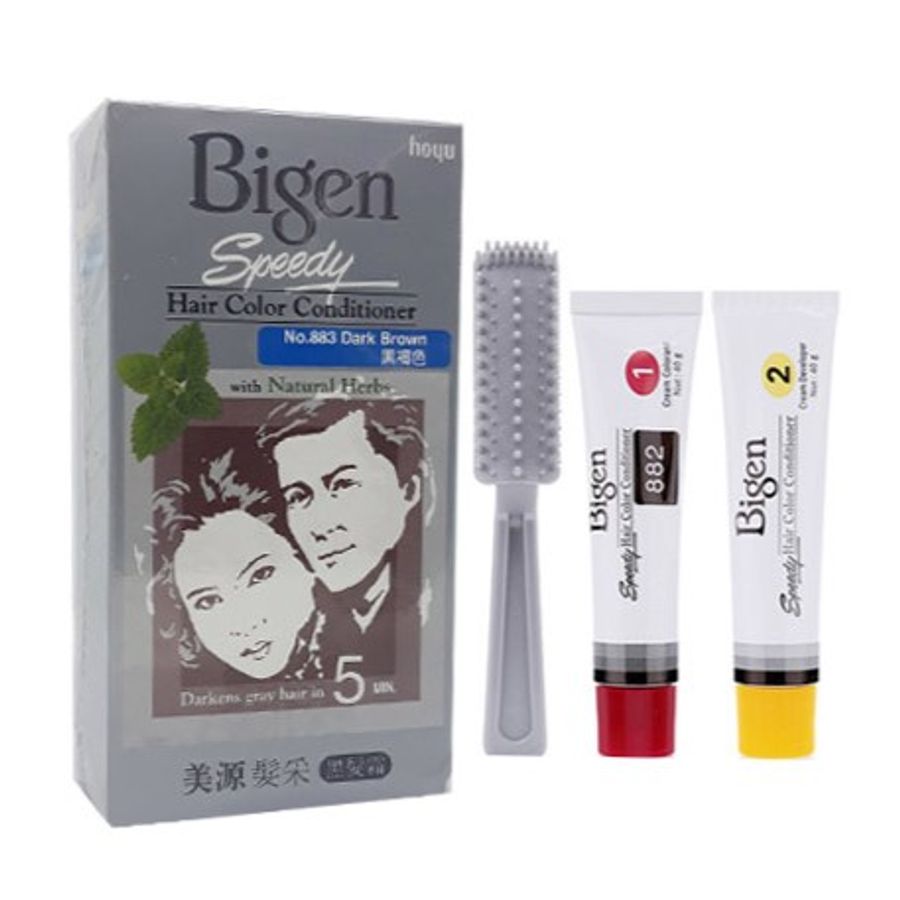 Thuốc nhuộm phủ bạc Bigen Speedy Conditioner cao cấp, nhanh và đẹp - Nâu đen