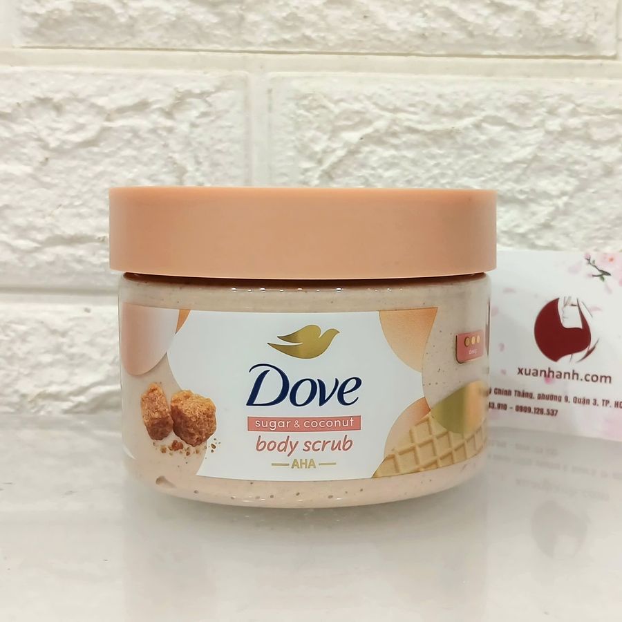 Tẩy tế bào chết Dove Sugar & Coconut dạng hạt mịn, sạch da cùng hương lựu ngọt béo, 280g