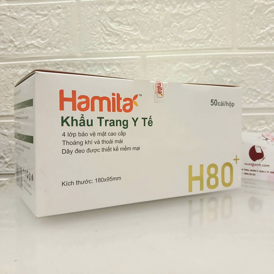 Khẩu trang y tế kháng khuẩn Hamita than hoạt tính, 4 lớp chuẩn y khoa, hộp 50 cái #xám