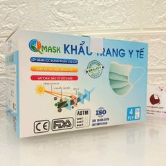 Khẩu trang y tế Qmask đạt chuẩn y khoa - 4 lớp vải không dệt, hộp 50 cái - Mua 2 Tặng 1