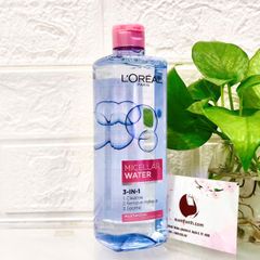 Nước tẩy trang L'oreal Micellar Water Moisturizing sạch dịu, ẩm mịn da - 400ml
