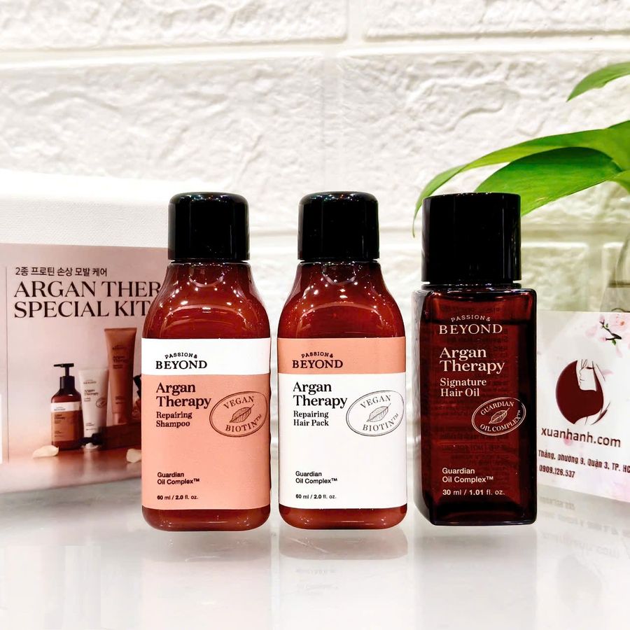 Giftset Beyond Argan Therapy chăm sóc phục hồi và nuôi dưỡng tóc chắc khỏe, mini 3sp (Hot)